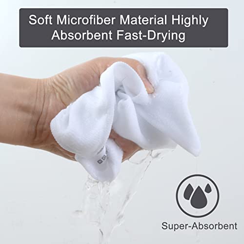 Microfiber Cleaning Cloth Kitchen Dish Cloths 12x12In 12 Pack White | Super Absorbent, No Streak, Dish Rags, Lens, Cloths - color: White