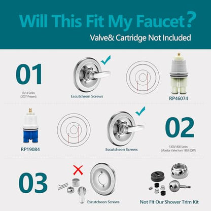 5" Dual Shower Faucet Compatible with 13/14 Series Tub Trim Kit, High Pressure Round Rain Shower Head& Handheld Set Faucet System (Valve& Catridge Not Inclued) - color: Chrome