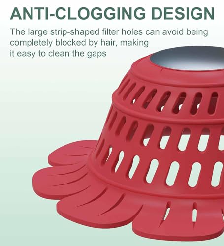 Silicone Drain Cover for Shower, Bathtub, Sink - Decorative Flower Strainer with Metal Weight & Large Holes - Stays Put, Prevents Clogs, Matches Bathroom Faucets, Flexible & Durable