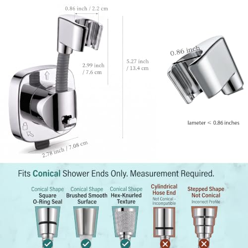 Suction Cup Shower Head Holder with Storage Hook, 360° Adjustable Handheld Shower Wand Holder, No-Drill Locking Mount, Supports Up to 22 lb (10 kg), Rust-Resistant for Bathroom and RV