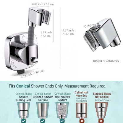 Suction Cup Shower Head Holder with Storage Hook, 360° Adjustable Handheld Shower Wand Holder, No-Drill Locking Mount, Supports Up to 22 lb (10 kg), Rust-Resistant for Bathroom and RV