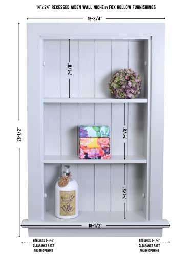 14x24 Aiden Recessed Wall Niche Medicine Cabinet Replacement, in The Wall Bathroom Cabinet Insert Shelf/Shelves, Made in North America, Real Wood, NO MDF, Beadboard, Light Gray - color: Light Gray 4 Shelf, size: 14x24