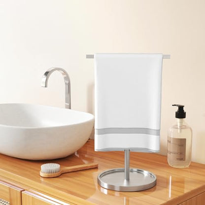 STWWO Hand Towel Holder Stand, Countertop Hand Towel Stand for Bathroom Kitchen, T-Shape Adjustable Hand Towel Holder, Brushed Nickel - color: Brushed Nickel