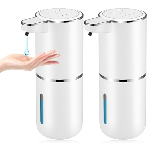 2 Pack Automatic Soap Dispenser,Automatic Liquid Soap Dispenser Touchless,12.8oz/380ml USB Rechargeabled Wall Mounted Smart Soap Dispensers for Bathroom Kitchen Dish Soap - color: White, size: Liquid x2
