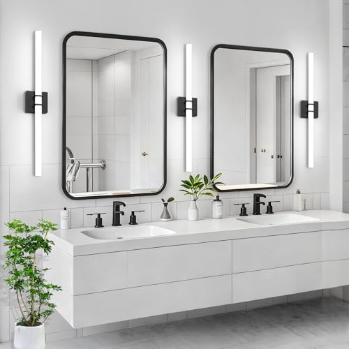 Modern Black Vanity Light Bar 32 Inch, 24W 5CCT Dimmable Bathroom Light Fixtures LED Wall Lighting Fixture - color: Black, size: 32 inch