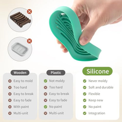 LOYATRO Bar Soap Holder for Shower Silicone Soap Dish for Bathroom Sink Soap Saver Bathtub Self Draining Soap Tray(C-Green,1) - color: C-mint Green