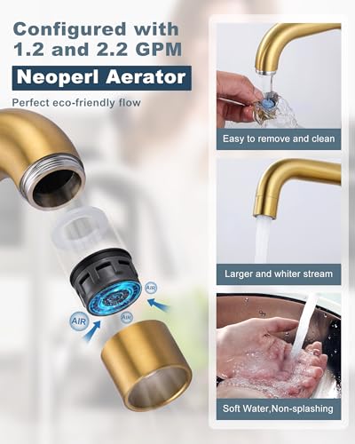 Bar Sink Faucet Single Hole: ARCORA Brushed Gold Wet Bar Faucets - Prep Sink Faucet 360 Swivel - Small Kitchen Bathroom Faucet with cUPC Supply Lines - color: Brushed Gold