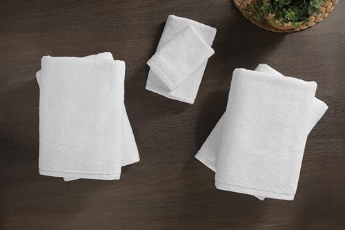 Nine West 6 Piece Hotel Collection Towel Set, 100% Turkish Cotton, Highly Absorbent & Comfy, Includes 4 Bath Towels, 1 Hand Towel & 1 Facecloth Luxury Plush Bathroom Towels | (White) - color: White, size: Hotel Collection 6 Pc Towel Set