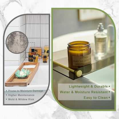 Acrylic Bathtub Tray Caddy, Clear Bath Shelf Tub Rack with Golden Handle | Transparent Black Luxury Bathroom Organizer Tablet Holder for Soap Perfume Skincare, Bath Accessory, Easy to Clean - color: Transparent Black With Handle