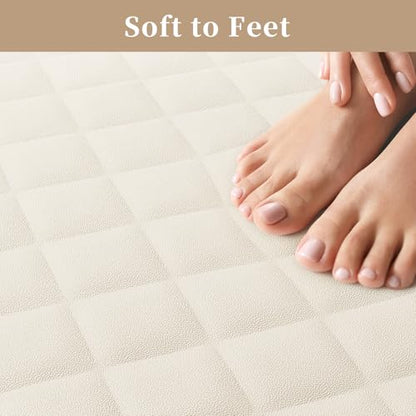Yolife Bathtub Shower Mat Non Slip, Natural Rubber Bath Tub Floor Liner Mats with Strong Suction Cups for Inside Shower Bathroom, Machine Washable, Soft on Feet, 27.5 x 17 Inch, Beige - color: Beige