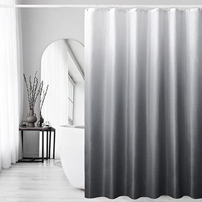 Extra Long Grey Ombre Fabric Shower Curtain, 72 x 84 | Tall Gray Ombre Shower Curtain for Bathroom, Fabric Shower Curtain Set , Water Repellent, Machine Washable - color: Ombre Grey, size: 72"W x 84"L (Pack of 1)