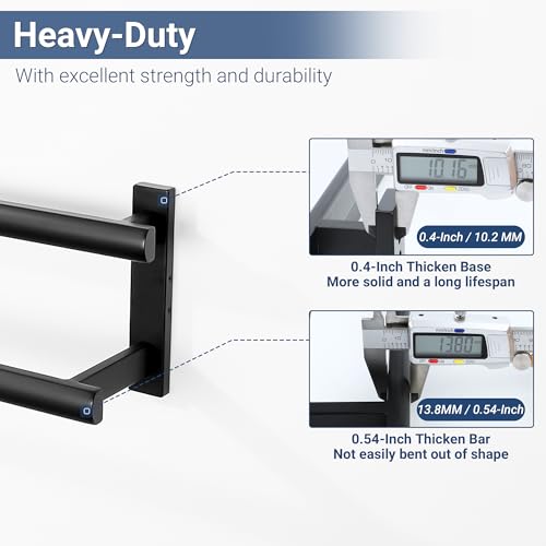 SAYAYO Towel Rack for Bathroom, 16 Inch Matte Black Double Towel Bar Towel Holder Wall Mount, SUS304 Stainless Steel - color: Matte Black, size: 16 Inch