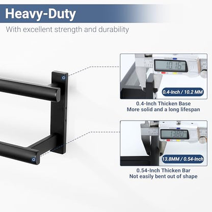 SAYAYO Double Towel Bar for Bathroom, 24 Inch Matte Black Bath Towel Rack Towel Holder Wall Mounted, SUS304 Stainless Steel - color: Matte Black, size: 24 Inch