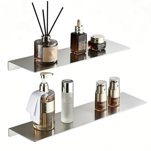 11.81 Inch Stainless Steel Floating Shelf Organiser Wall Mounted Bathroom Shelf Shower Caddy Brushed Nickel Finish Simple Style Kitchen Shelf - color: Brushed Nickel, size: 11.81 Inch