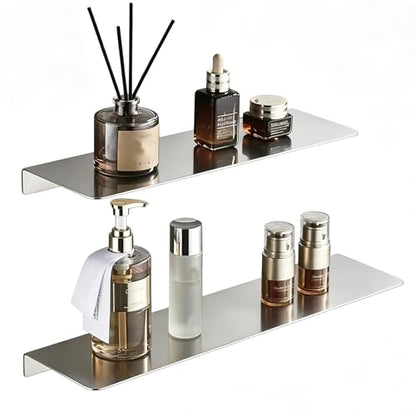11.81 Inch Stainless Steel Floating Shelf Organiser Wall Mounted Bathroom Shelf Shower Caddy Brushed Nickel Finish Simple Style Kitchen Shelf - color: Brushed Nickel, size: 11.81 Inch