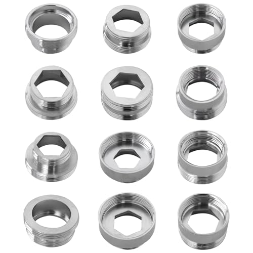 12 Pieces Faucet Adapter Kit Kitchen Aerator Male to Female Male Faucet Water Hose Adapter, Outside 22mm to 16 18 20 22 24 26mm Inside and Outside US YTXXDEUS