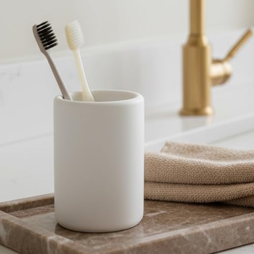 Nature Diatomite Toothbrush Holders for Bathrooms,Drying Stone Electric Toothbrush Holder, Toothpaste Holder, Water-Absorbent, Hand Made, Toothbrush Organizer for Bathroom Countertop, White - size: Single
