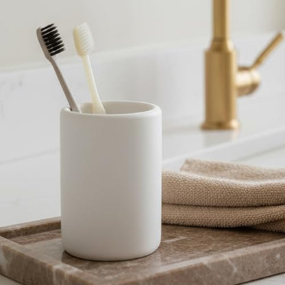 Nature Diatomite Toothbrush Holders for Bathrooms,Drying Stone Electric Toothbrush Holder, Toothpaste Holder, Water-Absorbent, Hand Made, Toothbrush Organizer for Bathroom Countertop, White - size: Single