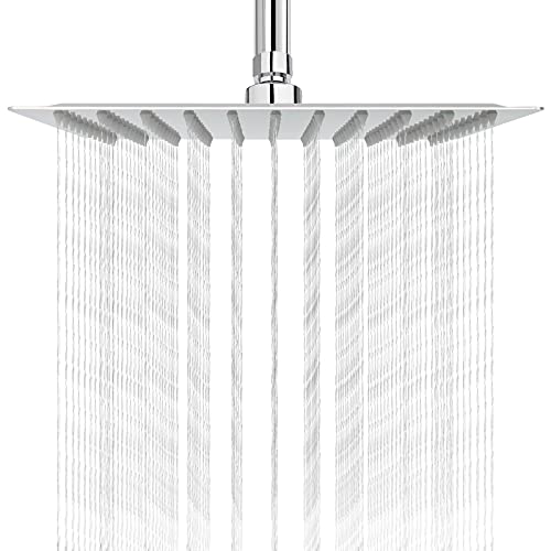 NearMoon Rain Shower Head, High Flow Stainless Steel Square Rainfall Shower, High Pressure Design, Awesome Shower Experience Even At Low Water Flow (10 Inch, Chrome Finish) - color: Chrome Finish, size: 10 Inch Square