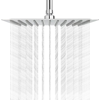 NearMoon Rain Shower Head, High Flow Stainless Steel Square Rainfall Shower, High Pressure Design, Awesome Shower Experience Even At Low Water Flow (10 Inch, Chrome Finish) - color: Chrome Finish, size: 10 Inch Square