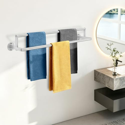 Double Towel Racks for Bathroom, 24 inch Double Towel Bar, Bathroom Towel Rack Wall Mounted, Double Towel Rod Stainless Steel Bathroom Towel Holder(Brushed Nickel) - size: 24 Inch