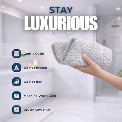 Set of 6 Luxurious Hand Towels for Bathroom, 16x28 inches, 100% Cotton, Ultra-Soft, Absorbent & Durable, 600GSM Bathroom Hand Towel - Ideal for Gym, Bath, Spa Use (Light Gray, 6 Pack) - color: Light Gray