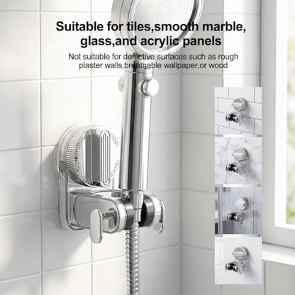 White Shower Head Holder Suction,Handheld Shower Handle Bracket, Adjustable Bathroom Wall Mount Wand Holder - color: White