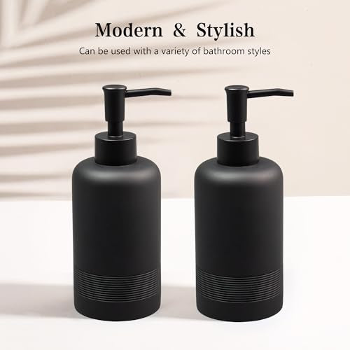 2pcs/Set Hand Soap Dispenser Sets - 10.8oz Refillable Resin Liquid Soap Dispensers with Rust-Proof Pump for Bathroom Countertop or Kitchen, Classic Black - color: Black