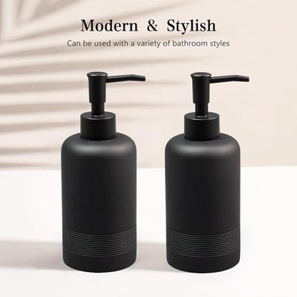 2pcs/Set Hand Soap Dispenser Sets - 10.8oz Refillable Resin Liquid Soap Dispensers with Rust-Proof Pump for Bathroom Countertop or Kitchen, Classic Black - color: Black
