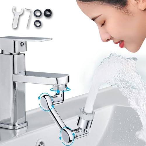 1080° Rotating Faucet Aerator Universal Splash Filter Faucet 1080 Degree Big Angle Swivel Faucet Extender Aerator Kitchen Tap Extend Bathroom Sink Gargle Face Wash Faucets Bubbler (Dual Mode)