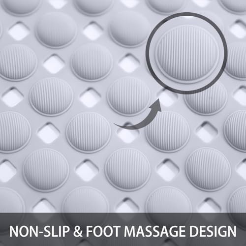 Non-Slip Bath Mat for Tub - Extra Large TPR Bathtub Mat with Suction Cups, Quick-Dry & Easy Clean, Family-Friendly Design (Gray, 36x17 Inch) - color: Gray
