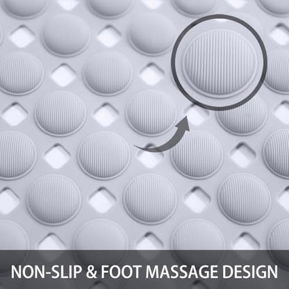 Non-Slip Bath Mat for Tub - Extra Large TPR Bathtub Mat with Suction Cups, Quick-Dry & Easy Clean, Family-Friendly Design (Gray, 36x17 Inch) - color: Gray