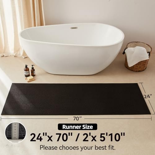 Triohero Bathroom Runner Rugs, Long Bath Mat Runner Washable Thin Quick Dry Low Pile Bathroom Runner Rugs Non Slip, Black 24"x70" - color: Black, size: 24"x70"