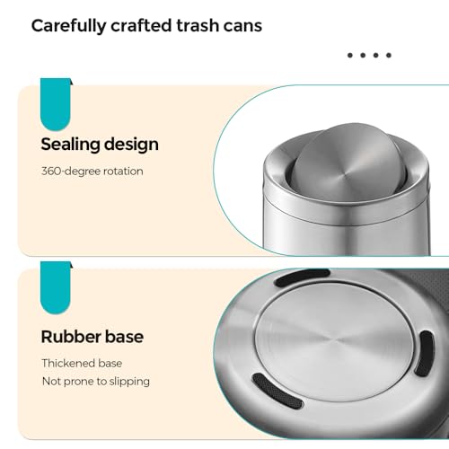 2.1 Gallon Bathroom Trash Can with Lid, Chrome Small Trash with lid - color: 32A silver-8L
