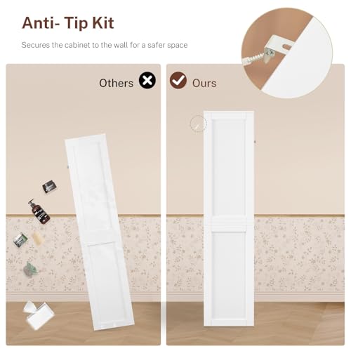 57.8" H Tall Bathroom Storage Cabinet with 4 Doors & 2 Adjustable Shelves, Freestanding Bathroom Cabinet with 2 Drawers, Kitchen Cabinets & Pantry, Cupboard for Kitchen, Dining Room, White - color: White 2 Drawers