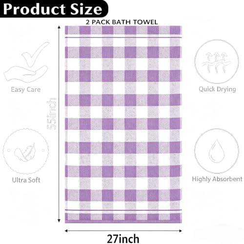 2-Pack Microfiber Bath Towels (27x54 Inches) - Ultra Soft & Quick Dry, 3X Absorbency, Lightweight for Gym, Yoga, Travel & Spa - Perfect for Home, Fitness & Post-Workout