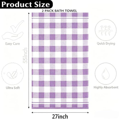 2-Pack Microfiber Bath Towels (27x54 Inches) - Ultra Soft & Quick Dry, 3X Absorbency, Lightweight for Gym, Yoga, Travel & Spa - Perfect for Home, Fitness & Post-Workout