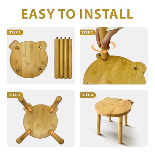 9.8 in Small Wooden Stool, Non-Slip Small Round Stool, Portable and Sturdy, Suitable for Footstools in Bedroom, Bathroom, Kitchen (S) - style: A