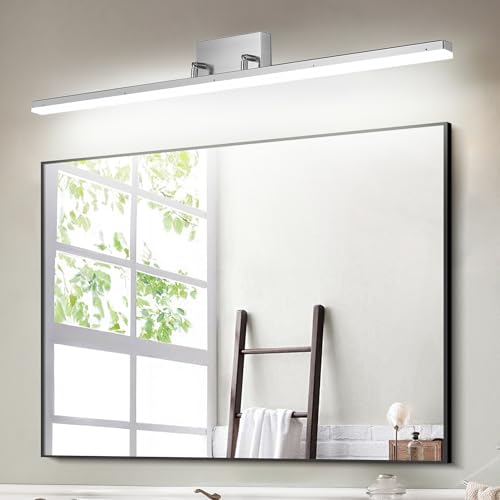 48 inch LED Modern Bathroom Vanity Lighting Fixtures Over Mirror, Brushed Nickel Adjustable Makeup Vanity Light Bar Dimmable 46W 5000K Cool White - color: Nickel-48 Inch 5000k