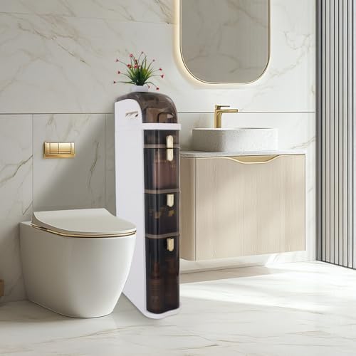 Bathroom Floor Cabinet/Narrow Bathroom Storage Cabinet | Mobile and No Installation Required, Perfect for Small Space Laundry Rooms, Toilet Areas and Living Room Gaps - size: 4-Tiers
