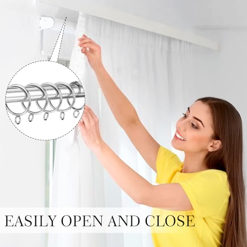 Maitys 100 Pcs Metal Curtain Rings with Eyelet 1.5-inch Inner Diameter Eyelet Curtain Rings for Drapery Clips Hooks for Sliding Window Bathroom Door Shower Rod (Silver) - color: Silver