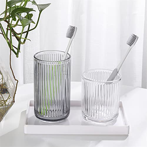 Gaolinci 2 Pcs Glass Tumbler Cup,Toothbrush Holder, Bathroom Cups, 10 oz - color: Grey, size: 10 oz