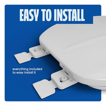 HIGHCRAFT Premium Elongated Toilet Seat with Adjustable Hinges - Molded Plastic Toilet Seat - Fits Standard Elongated Toilets - Oval Seat in White - color: White, size: Elongated