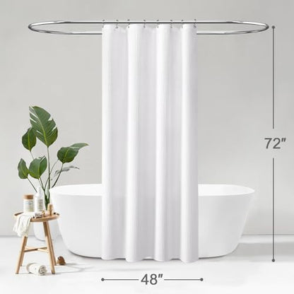Stall Waffle Shower Curtain Heavyweight Cotton Fabric White 48Wx72L | Soft Cotton Cloth,3D Square Truely Waffle,Washable, Hotel Luxury Spa, Shower Curtains for Narrow Bathroom 12 Plastic Hooks - color: White, size: Small Stall 48"W x 72"L