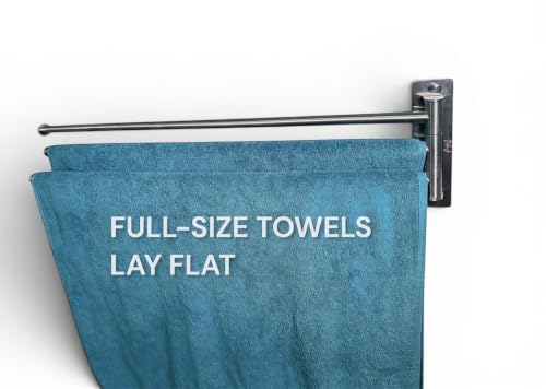 3-Arm Swivel Towel Bar – 28.5 Inch Extra Long Arms – Wall Mounted Stainless Steel Rotating Towel Rack for Bathroom | Extra-long 28.5” arms provide better airflow for towels. Durable stainless steel with smooth 180° rotating arms