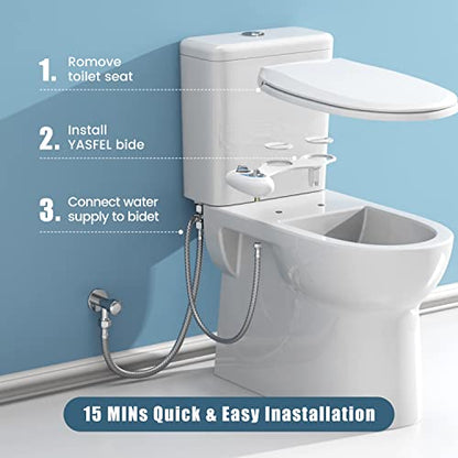 YASFEL Bidet Attachment for Toilet, Non-Electric Self-Cleaning Bidet Seat Attachment, Fresh Cold Bidet Attachment for Feminine/Posterior Wash, with Adjustable Pressure Control (Blue/White) - color: Blue White
