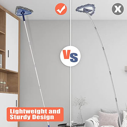 JEHONN Wall Cleaner Mop with Long Handle 82 Inches, 3-in-1 Ceiling Cleaning Tool Duster with 6 Replacement Microfiber Chenille Pads for Painted Walls, Window, Floor, Baseboard - color: Blue