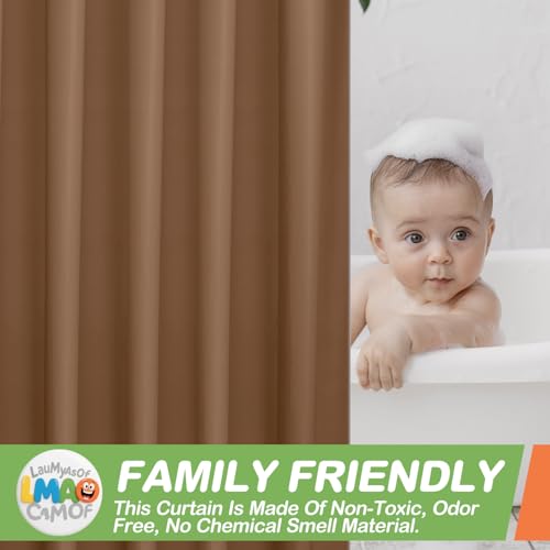 2 Pack | Brown Plastic Shower Curtain Or Liner, 72x72 Inch Lightweight Plastic Bathroom Shower Showroom Inner Curtain with Rustproof Metal Grommet Holes and Weighted Magnets - color: Brown
