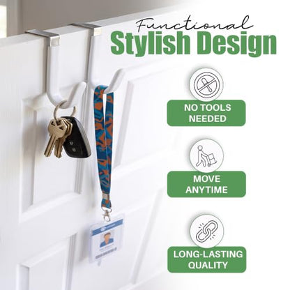 Evelots 4-Pack Over-the-Door Hooks, Rubber-Coated Steel, Closet Organizer | Four rubber-coated steel hooks organize clothes, towels, coats, hats & handbags over doors in closets, bathrooms or offices. - size: 4 Pack, style: Wide Width Door Hooks