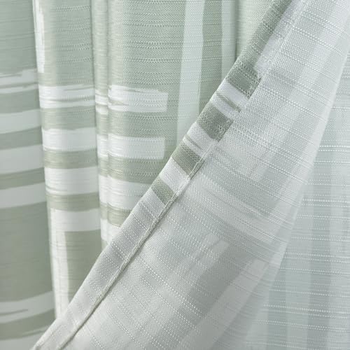 Serafina Home Hotel Quality Fabric Bathroom Shower Curtain: Geometric Square Design - Sage Green and White Milo Sage (72 x 70 inches) - color: Milo Sage